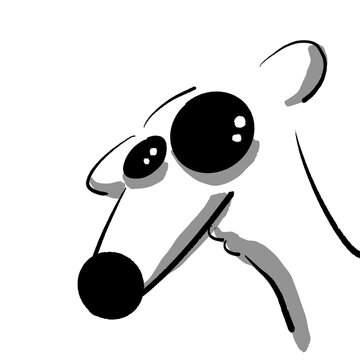 Funny Cartoon Dog with Big Eyes Illustration