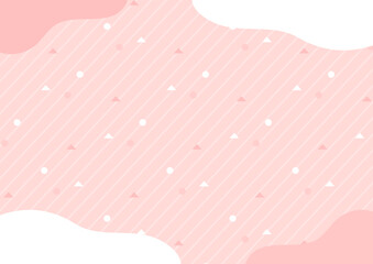 背景　雲の枠と小さな模様　ピンク