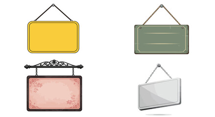 Diverse hanging sign collection for business advertising and promotion