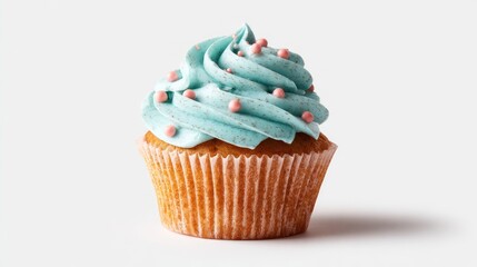 Light-blue frosted cupcake