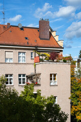 A view of a neighbour house on a sunny autumn day 