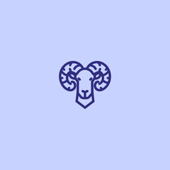 Ram head minimalist abstract line art logo design. 