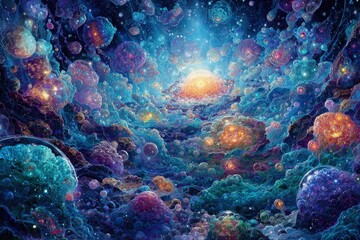 Fototapeta premium Abstract Colorful Cosmic Clusters