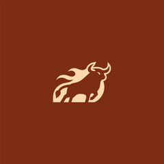 Blazing bull minimalist abstract silhouette style logo design. 