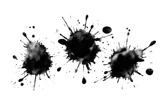 Abstract ink blots on black background