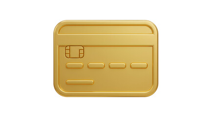 Gold credit card icon, luxury payment method for financial transactions and shopping