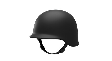 Fototapeta premium Isolated black military helmet on white background for safety and protection