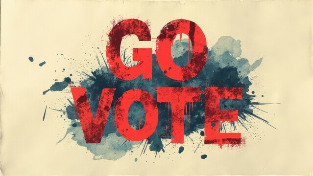 Go vote banner promoting civic duty and elections with red letters