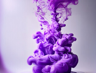 Abstract Pastel Purple Ink Tendrils in Water on Light Gray Background