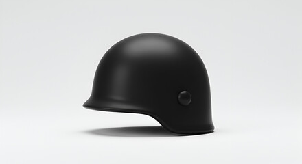 Fototapeta premium Minimalist Black Helmet Isolated on White Background - Safety and Protection