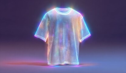3D rendered, glowing, translucent t-shirt
