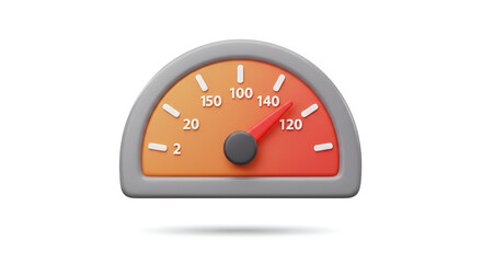 Stylized speedometer graphic indicating high speed isolated on a white background