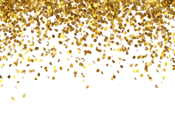 Golden confetti shower on a black background