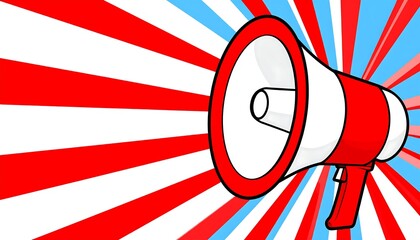 Megaphone on a red, white, and blue background