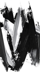 Abstract painting of black and white brushstrokes