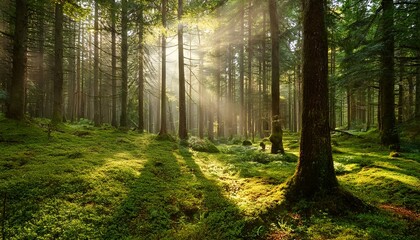 Obraz premium sunlit forest mystery