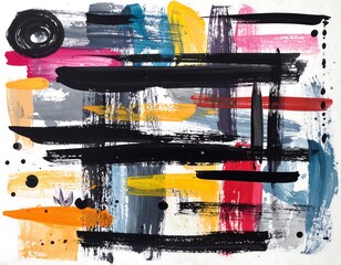 Abstract painting with bold strokes and vibrant colors
