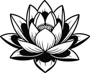 Lotus flower black and white vector illustration elegant design for spiritual and decorative use
