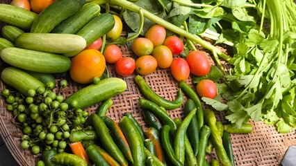 Fresh vegetables for cooking. Vegetables contain dietary fiber that helps cleanse the intestines.