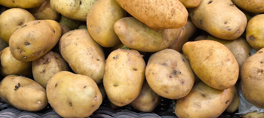 Potatoes in a greengrocer's shop