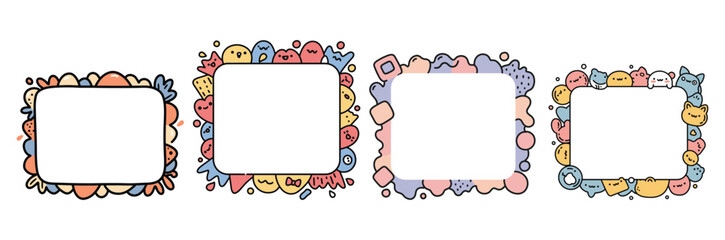 Whimsical hand-drawn frames for social media, fun designs