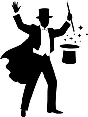Magician pose silhouette vector illustration
