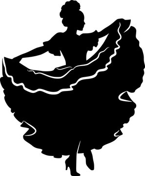 Cancan dancer pose silhouette vector illustration
