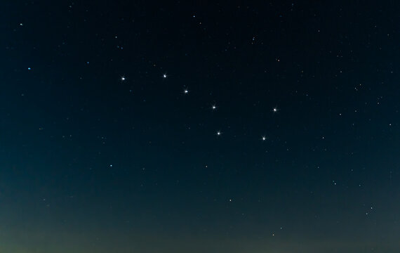 The Plough (or Big Dipper) asterism within the constellation Ursa Major over Aldeburgh in Suffolk, UK