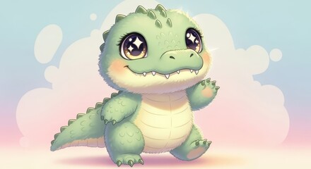 Obraz premium Cute kawaii frog pastel cartoon character
