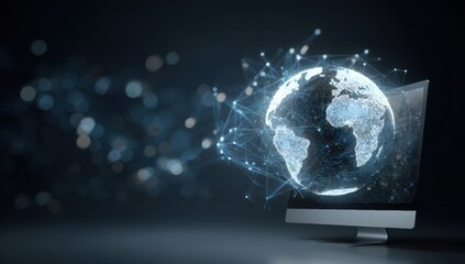 Global network displayed on monitor