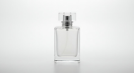 Elegantly Minimalist: A Clear Glass Perfume Bottle Showcasing Modern Design and Sophistication for High-End Fragrance Advertising and Cosmetic Presentations on