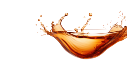 Tea splash with steam - brown tea splash with steam rising on transparent background
