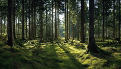 Sunlight filtering through a dense forest (1)