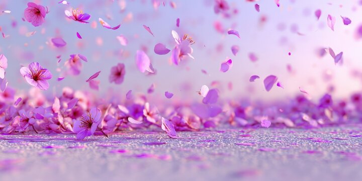 Soft-focus image of falling flower petals