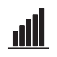 Black Bar Graph Icon Depicting Increasing Growth and Statistical Data