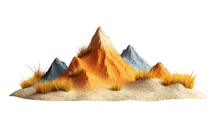 Colorful mountain range rising from sandy plains
