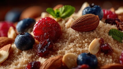 Fototapeta premium Vibrant mix of superfoods including nuts berries and grains ready to eat