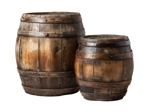 Two aged wooden barrels (1)