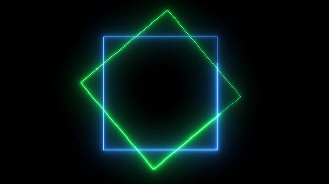 Glowing neon light double rectangle frame animation red color border shape round rotating. Square rectangle picture frame icon animation. led, light, line, loop, looping, modern, neon