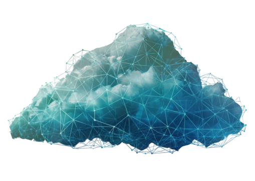 Abstract cloud illustration with polygonal network - Powered by Adobe