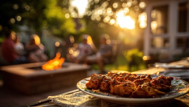 Outdoor barbecue feast
