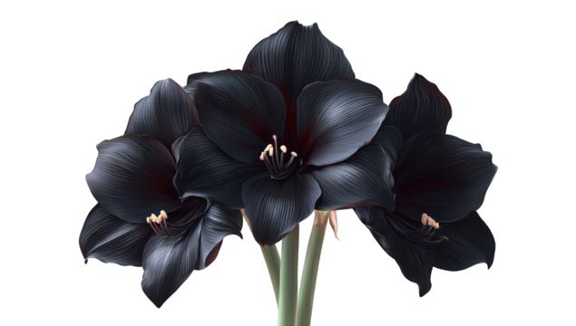 Dark, elegant amaryllis blossoms
