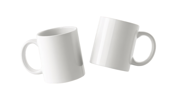 Two white mugs in mid-air (1) - Powered by Adobe