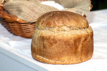 Large loaf of handmade organic brown bread