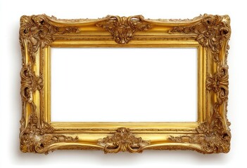 Gold ornate picture frame against white background (1)