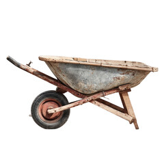 Old rusty metal wheelbarrow