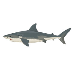 Naklejka premium A formidable great white shark illustration swimming in the vastness of the ocean depths