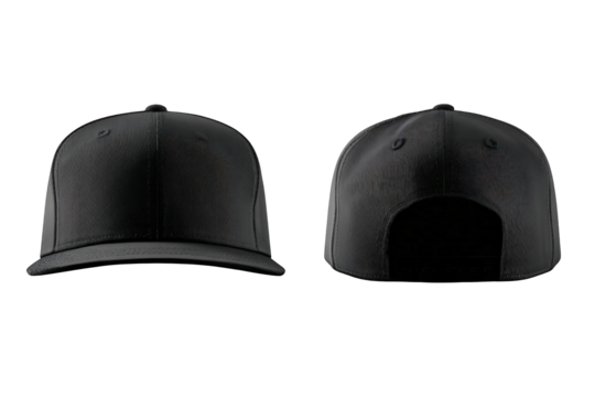 Black baseball cap, front and back view