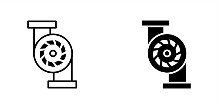 Water pump icon i.e. centrifugal, rotary, submersible and well pump.
