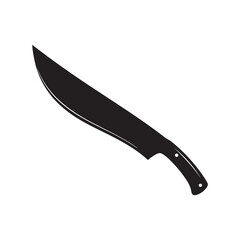 Obraz premium Black Silhouette of a Machete on a White Background Sharp Blade
